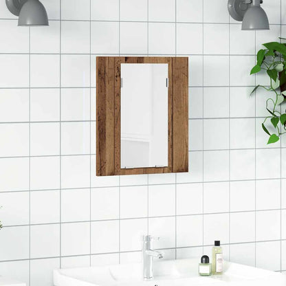 vidaXL LED Bathroom Mirror Cabinet Old Wood 40x12x45 cm Engineered Wood