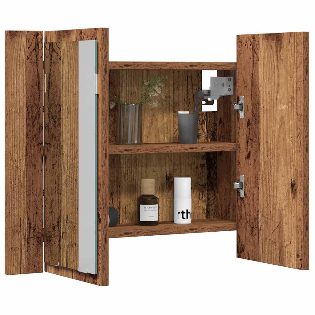 vidaXL LED Mirror Cabinet Old Wood 60x12x45 cm Engineered Wood