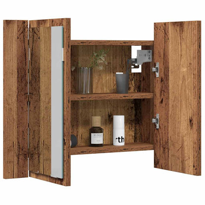 vidaXL LED Mirror Cabinet Old Wood 60x12x45 cm Engineered Wood