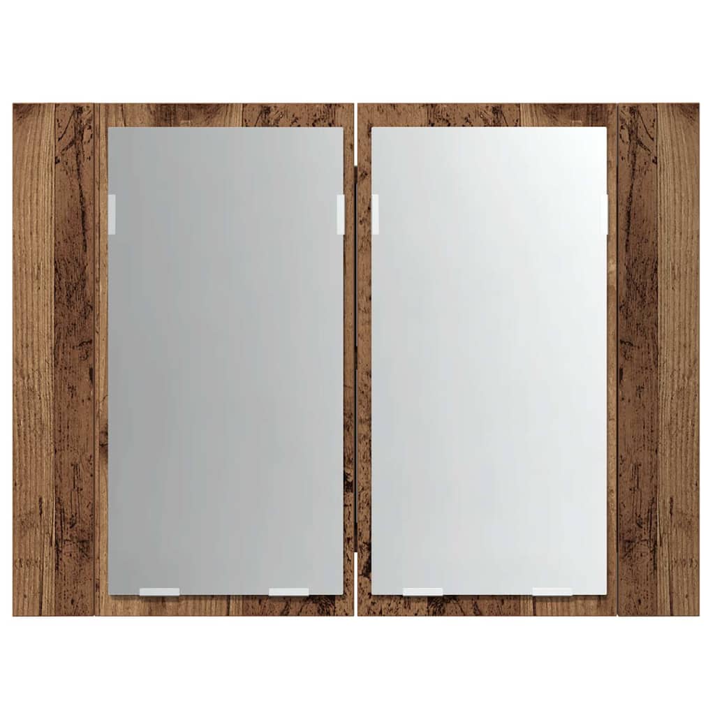 vidaXL LED Mirror Cabinet Old Wood 60x12x45 cm Engineered Wood