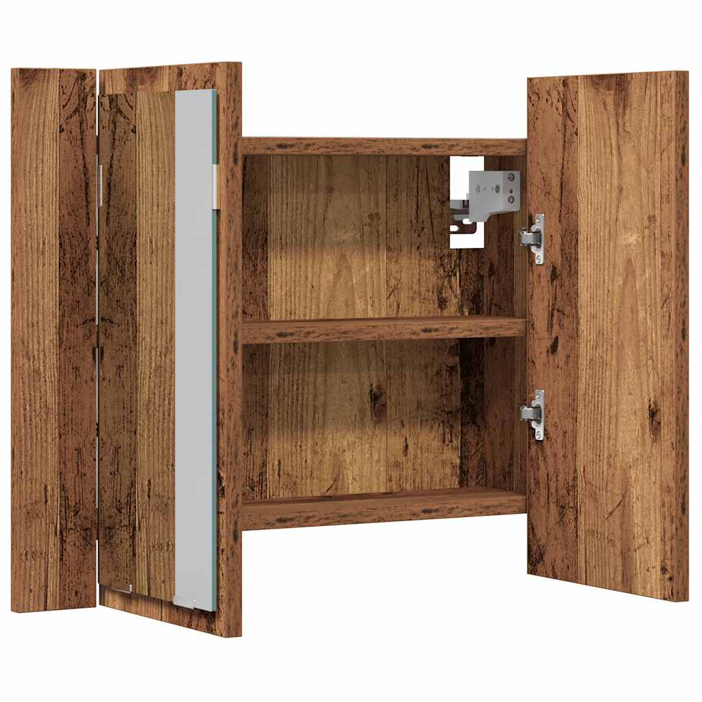 vidaXL LED Mirror Cabinet Old Wood 60x12x45 cm Engineered Wood