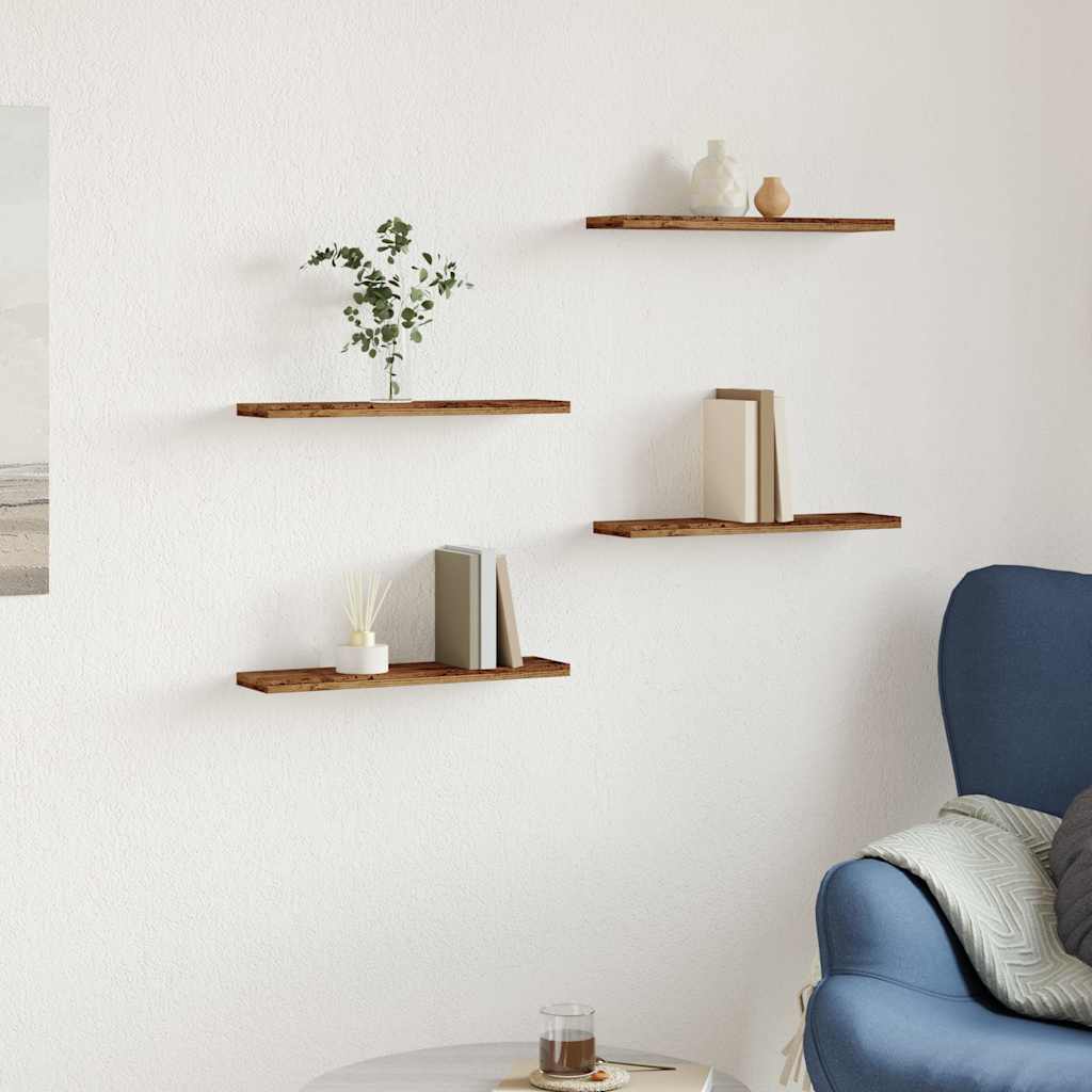 vidaXL Wall Shelves 4 pcs Old Wood 40x20x1,5 cm Engineered Wood