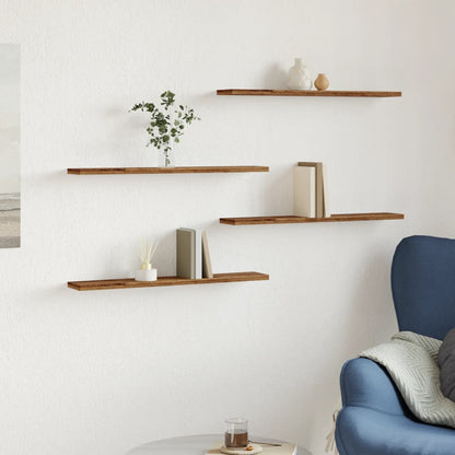 vidaXL Wall Shelves 4 pcs Old Wood 60x20x1.5 cm Engineered Wood