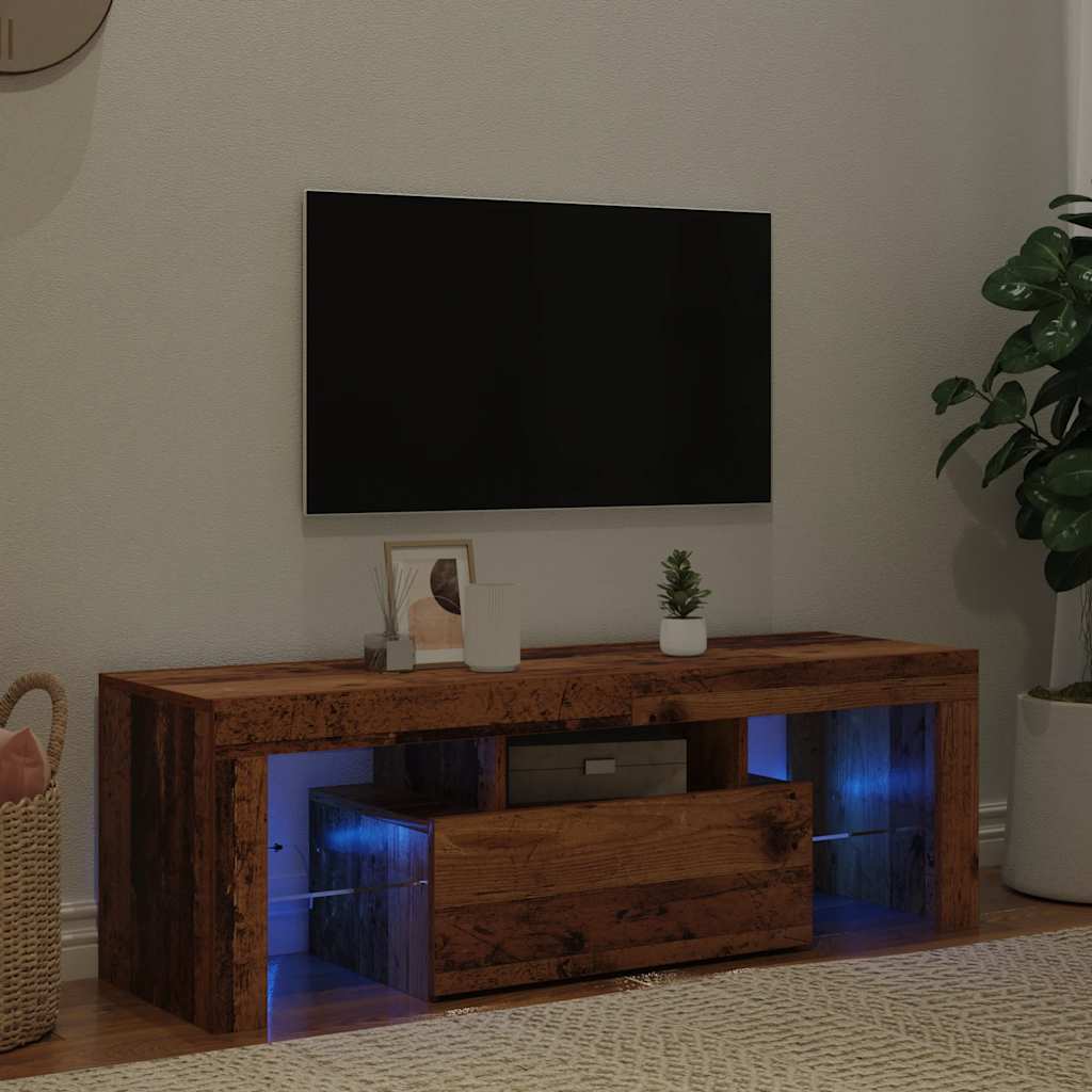 vidaXL TV Cabinet with LED Lights Old Wood 120x36.5x40 cm