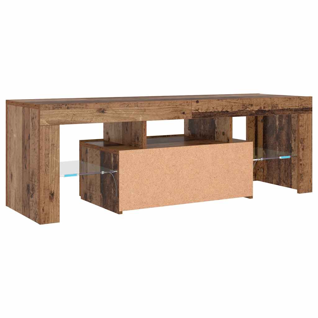 vidaXL TV Cabinet with LED Lights Old Wood 120x36.5x40 cm Engineered Wood