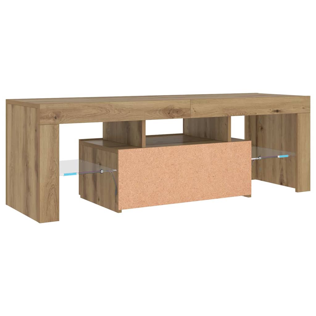 vidaXL TV Cabinet with LED Lights Artisan Oak 120x36.5x40 cm Engineered Wood