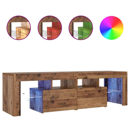 vidaXL TV Cabinet with LED Lights Old Wood 140x36.5x40 cm Engineered Wood