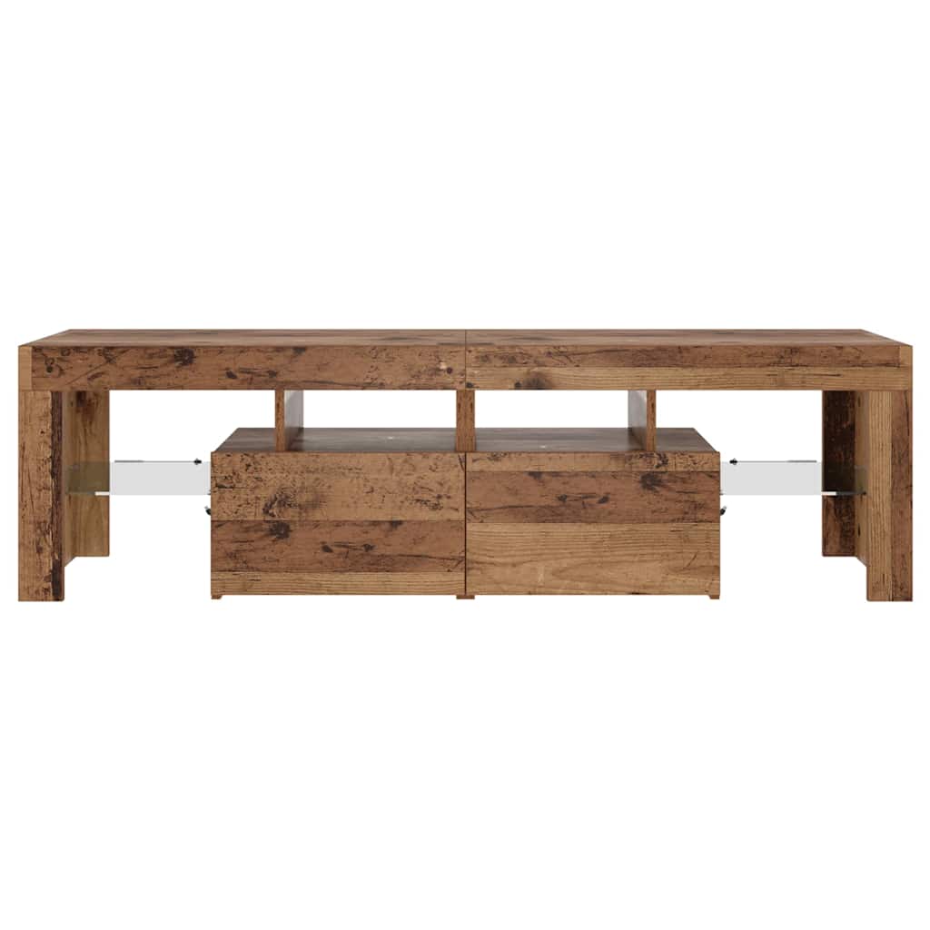 vidaXL TV Cabinet with LED Lights Old Wood 140x36.5x40 cm Engineered Wood