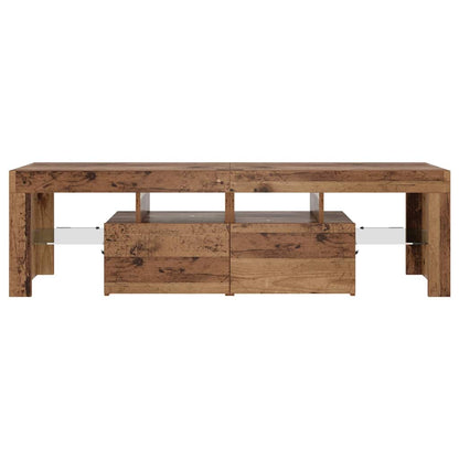 vidaXL TV Cabinet with LED Lights Old Wood 140x36.5x40 cm Engineered Wood