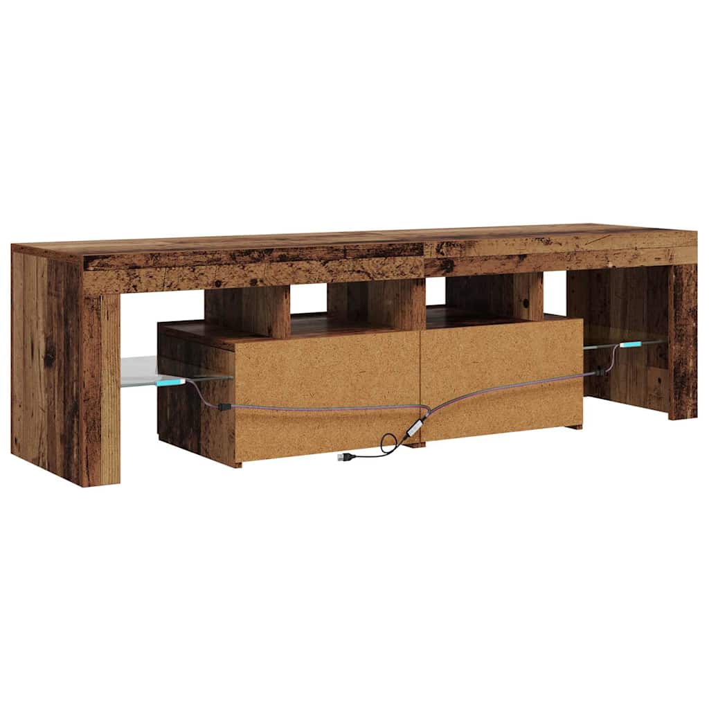 vidaXL TV Cabinet with LED Lights Old Wood 140x36.5x40 cm Engineered Wood