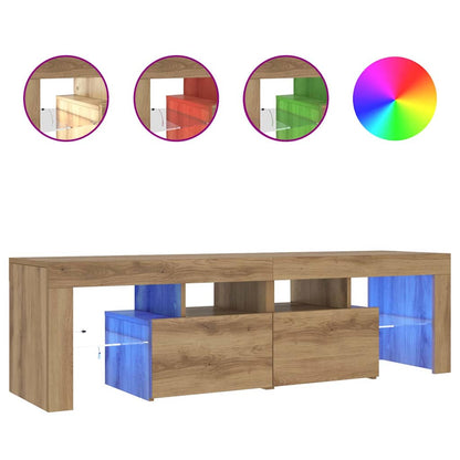 vidaXL TV Cabinet with LED Lights Artisan Oak 140x36.5x40 cm Engineered Wood