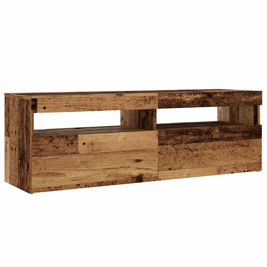 vidaXL TV Cabinet with LED Lights Old Wood 120x35x40 cm Engineered Wood