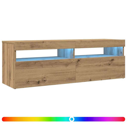 vidaXL TV Cabinet with LED Lights Artisan Oak 120x35x40 cm Engineered Wood