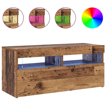 vidaXL TV Cabinet with LED Lights Old Wood 90x35x40 cm Engineered Wood