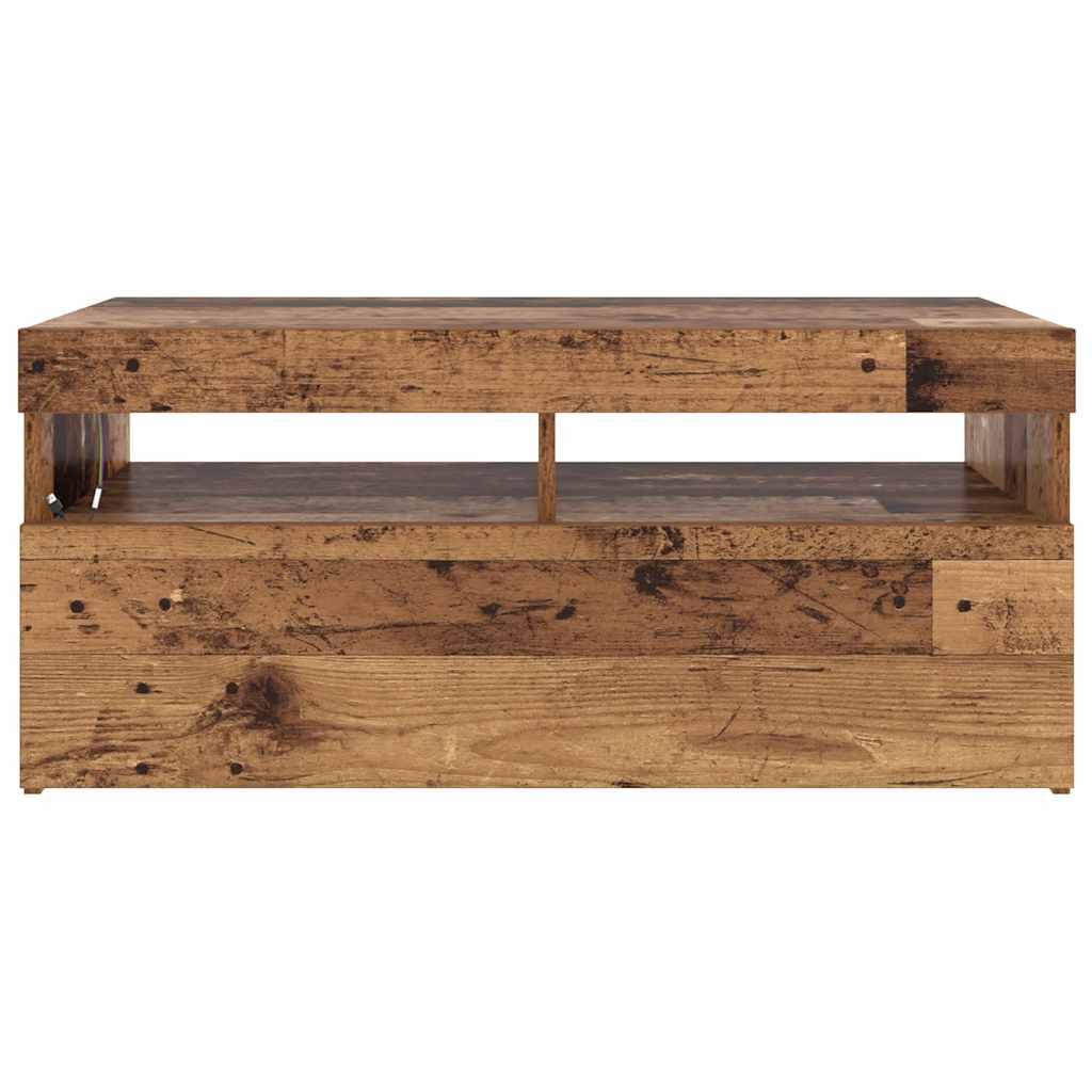 vidaXL TV Cabinet with LED Lights Old Wood 90x35x40 cm Engineered Wood