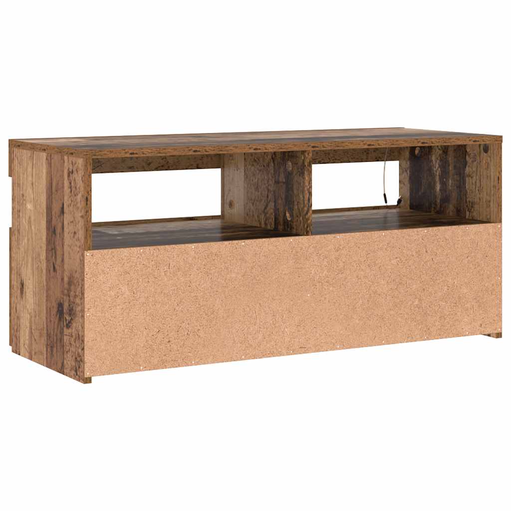 vidaXL TV Cabinet with LED Lights Old Wood 90x35x40 cm Engineered Wood