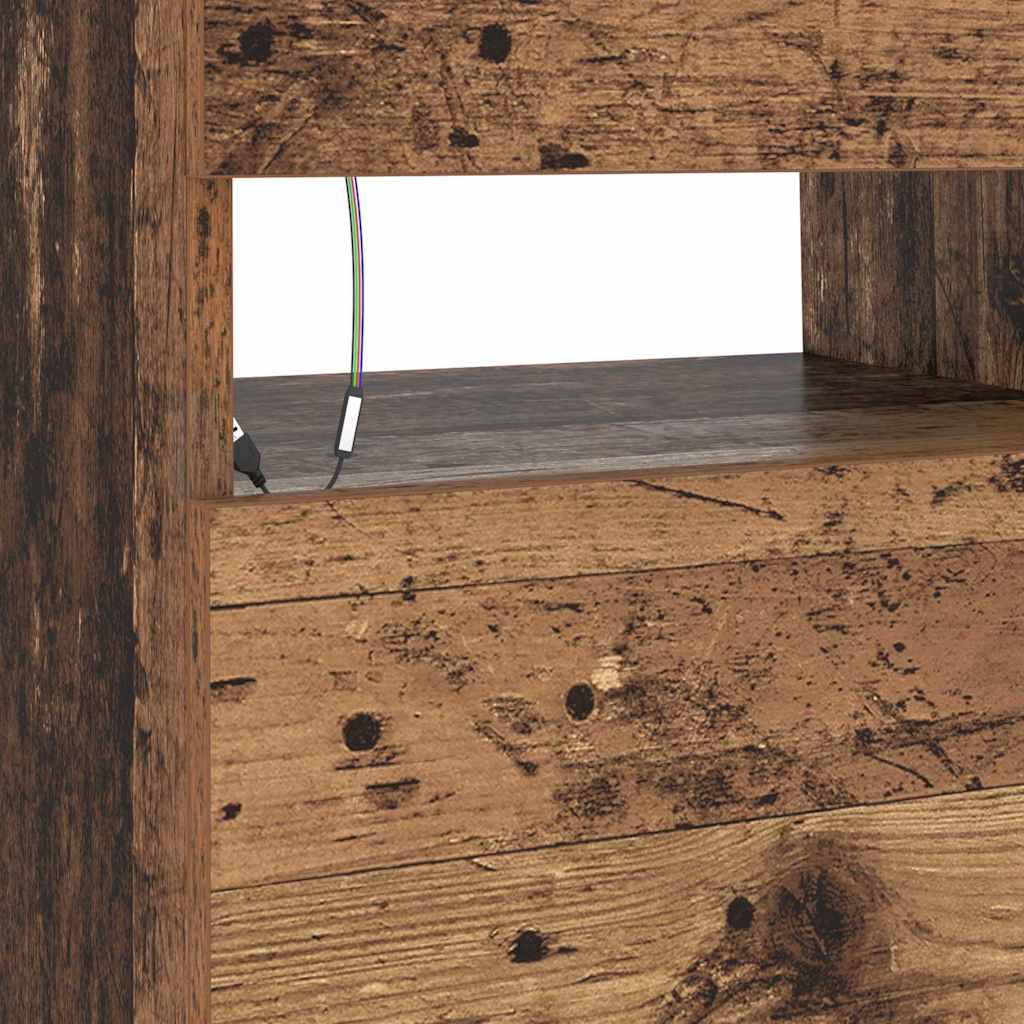 vidaXL TV Cabinet with LED Lights Old Wood 90x35x40 cm Engineered Wood