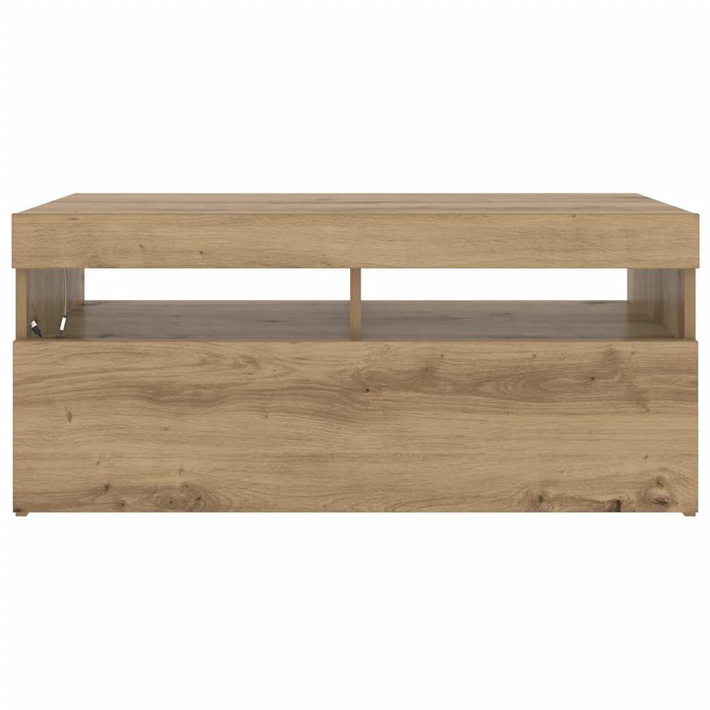 vidaXL TV Cabinet with LED Lights Artisan Oak 90x35x40 cm Engineered Wood