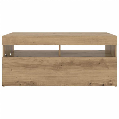 vidaXL TV Cabinet with LED Lights Artisan Oak 90x35x40 cm Engineered Wood