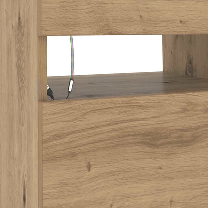 vidaXL TV Cabinet with LED Lights Artisan Oak 90x35x40 cm Engineered Wood
