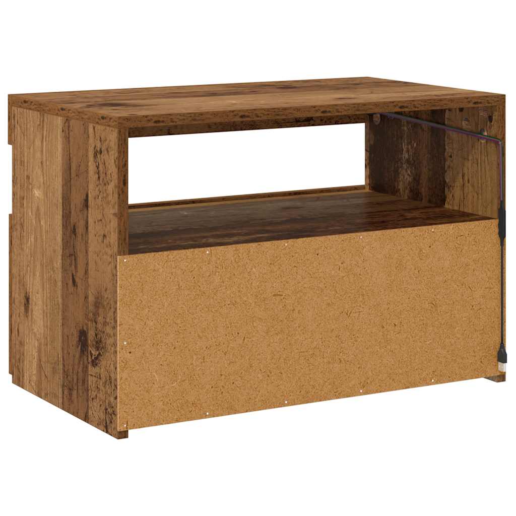 vidaXL TV Cabinet with LED Lights Old Wood 60x35x40 cm Engineered Wood