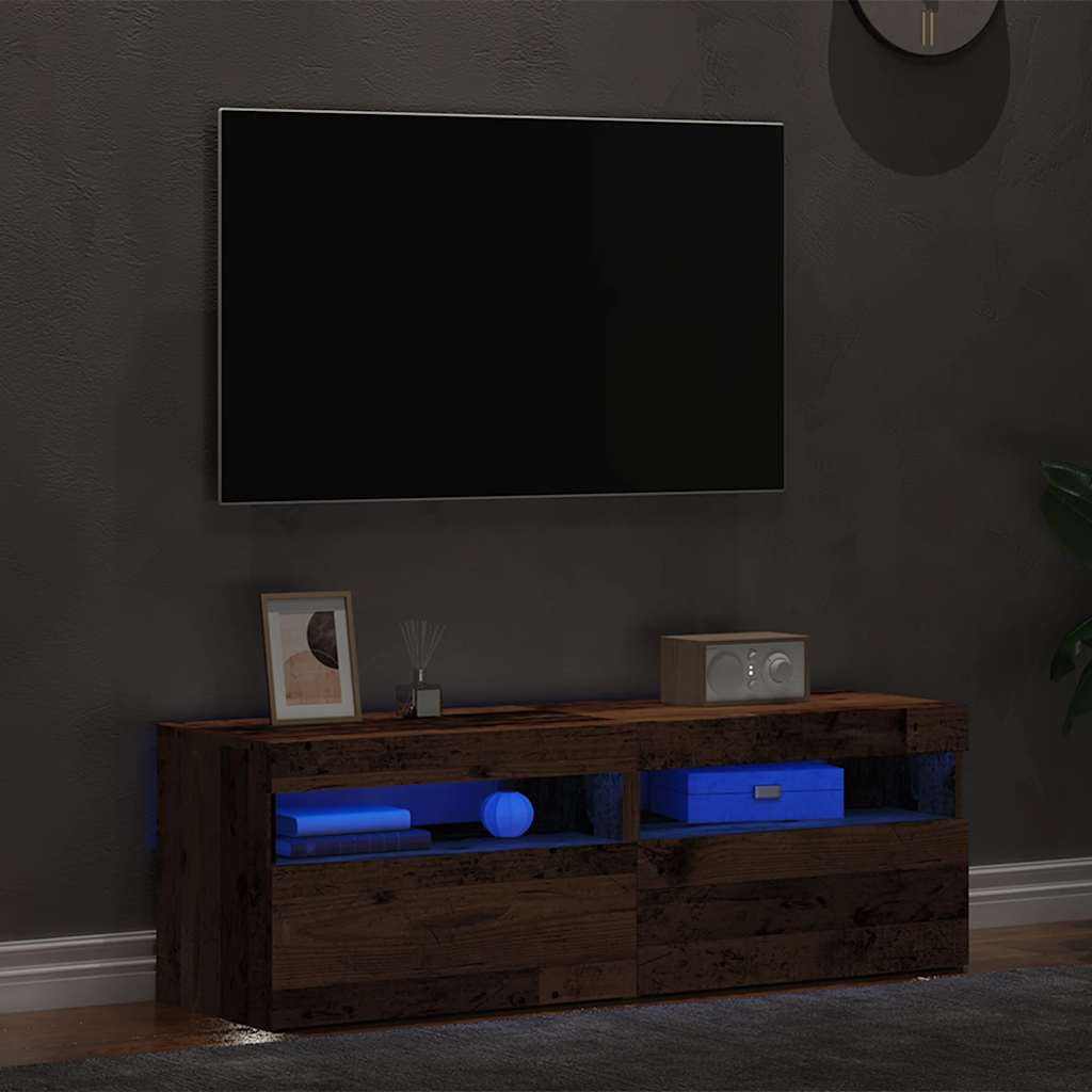 vidaXL 2 Piece TV Cabinet Set with LED Lights Old Wood Engineered Wood