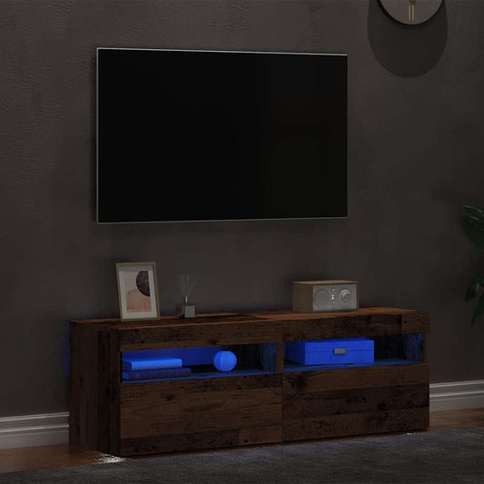 vidaXL 2 Piece TV Cabinet Set with LED Lights Old Wood Engineered Wood