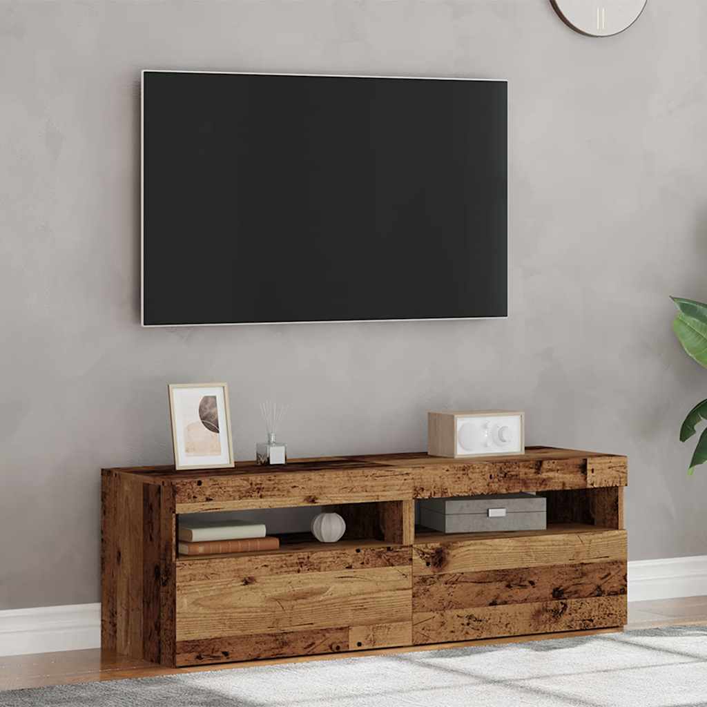 vidaXL 2 Piece TV Cabinet Set with LED Lights Old Wood Engineered Wood