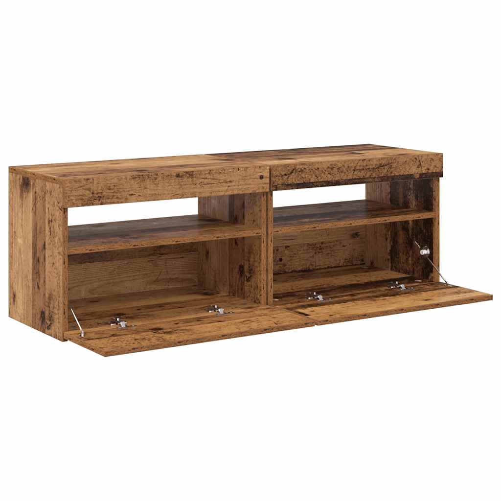 vidaXL 2 Piece TV Cabinet Set with LED Lights Old Wood Engineered Wood