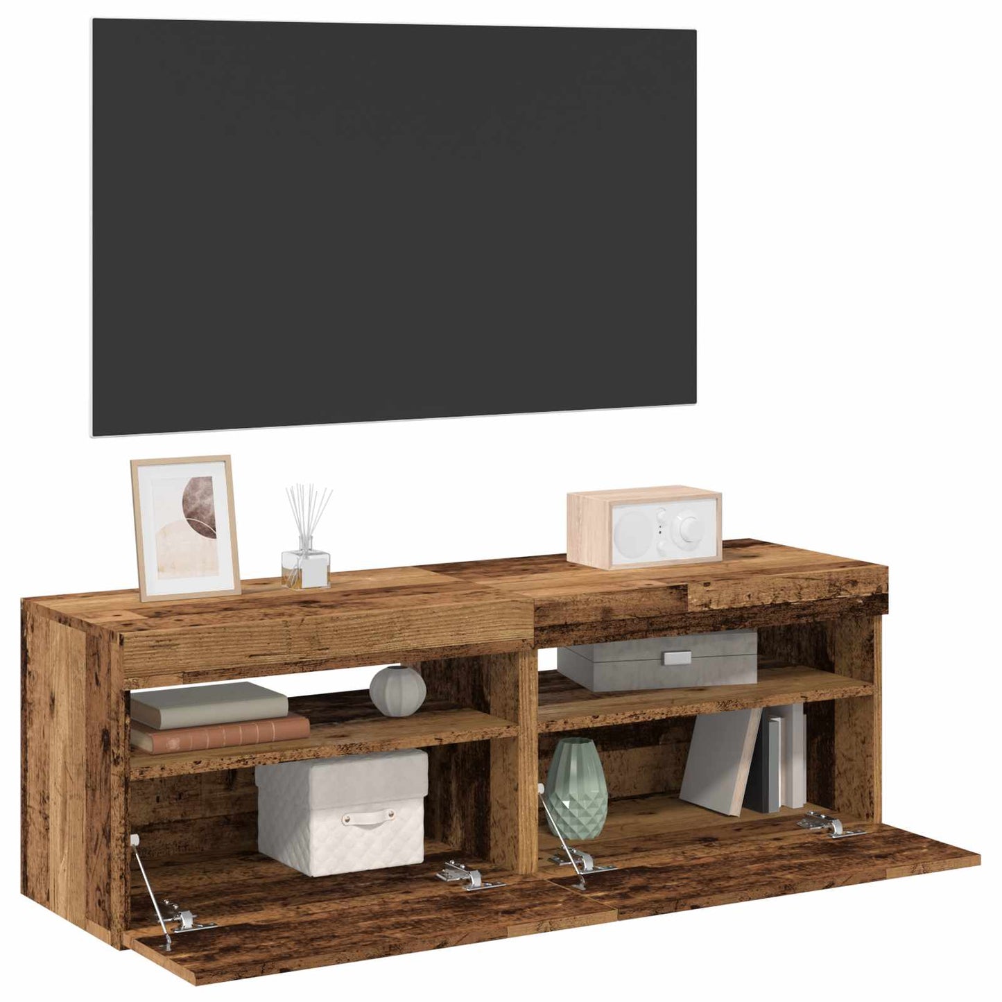 vidaXL 2 Piece TV Cabinet Set with LED Lights Old Wood Engineered Wood