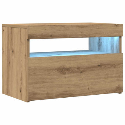 vidaXL TV Cabinet with LED Lights Artisan Oak 60x35x40 cm Engineered Wood