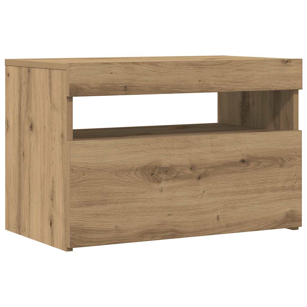 vidaXL TV Cabinet with LED Lights Artisan Oak 60x35x40 cm Engineered Wood
