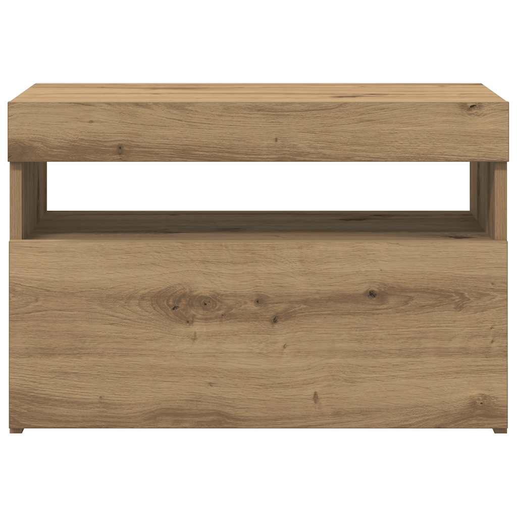 vidaXL TV Cabinet with LED Lights Artisan Oak 60x35x40 cm Engineered Wood