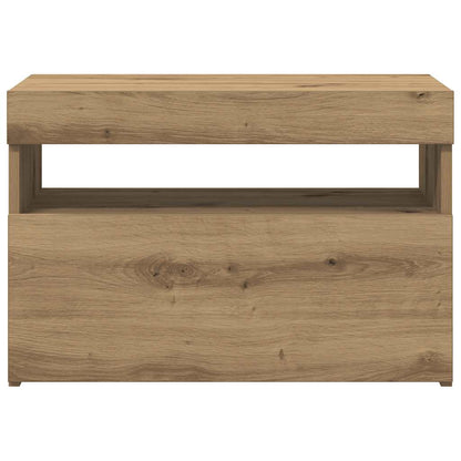 vidaXL TV Cabinet with LED Lights Artisan Oak 60x35x40 cm Engineered Wood