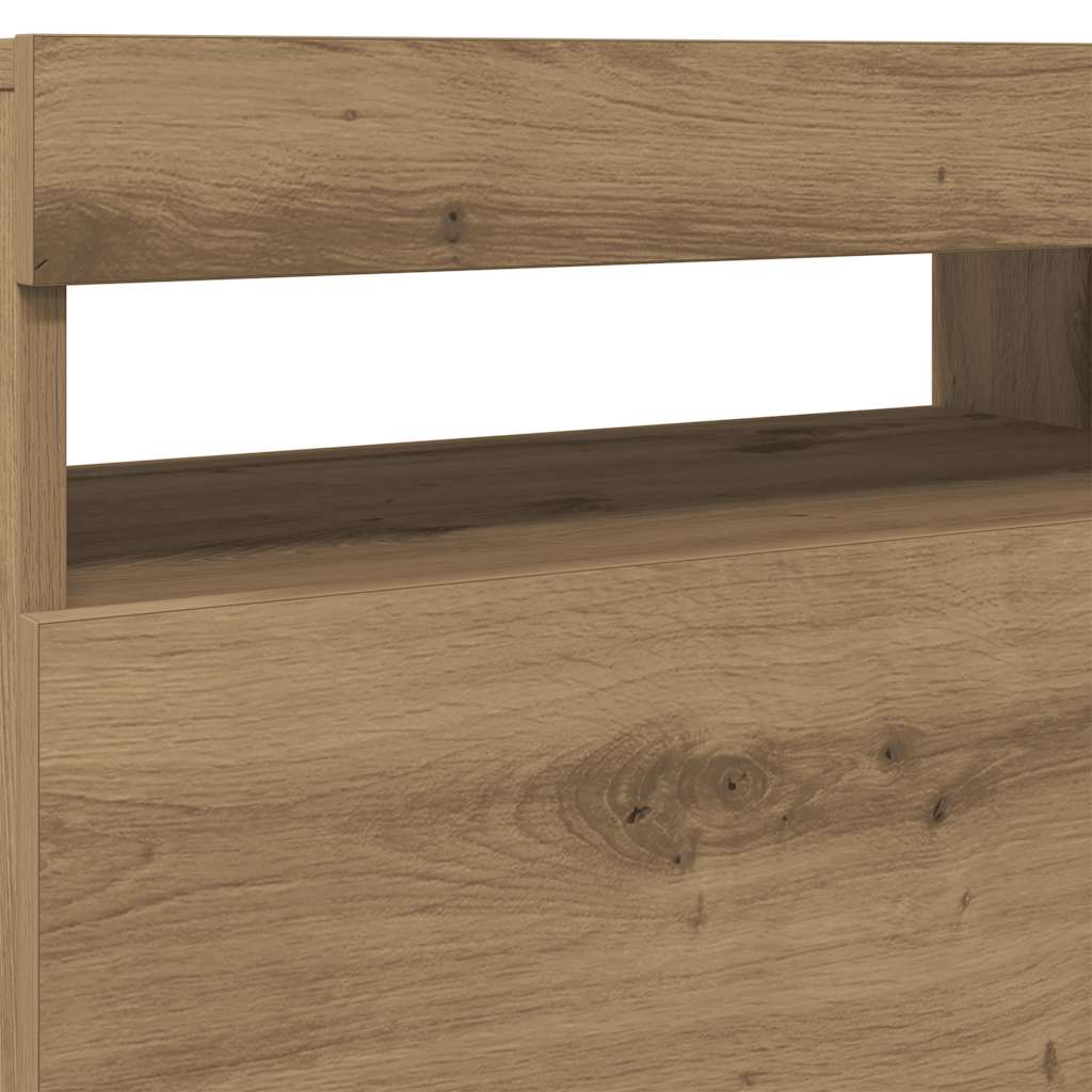 vidaXL TV Cabinet with LED Lights Artisan Oak 60x35x40 cm Engineered Wood