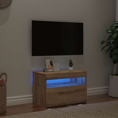 vidaXL TV Cabinet with LED Lights Artisan Oak 60x35x40 cm Engineered Wood