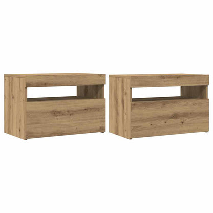 vidaXL 2 Piece TV Cabinet Set with LED Lights Artisan Oak Engineered Wood