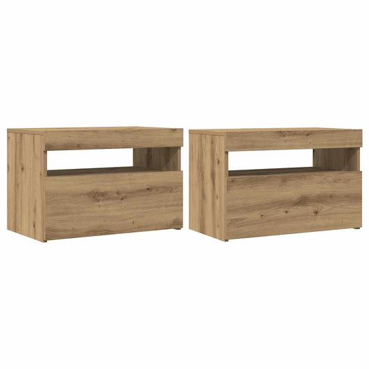 vidaXL 2 Piece TV Cabinet Set with LED Lights Artisan Oak Engineered Wood