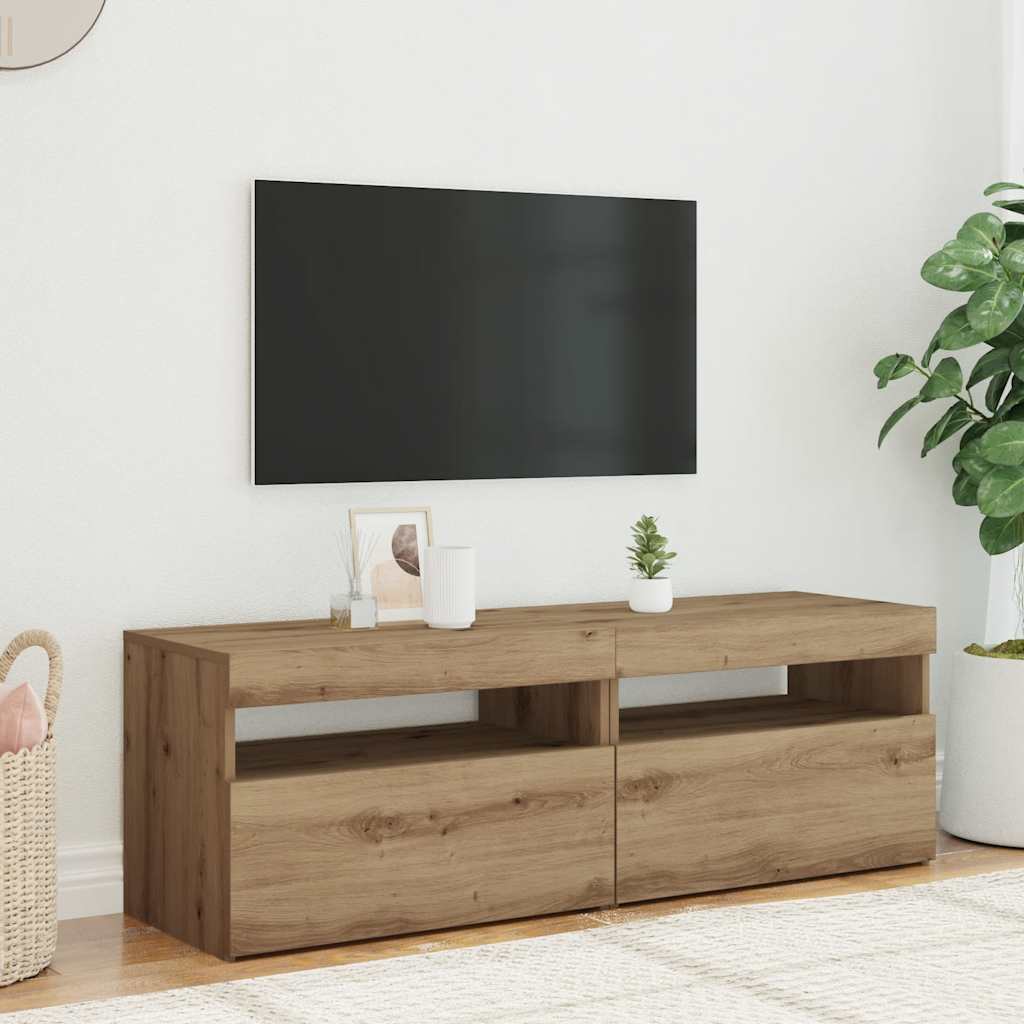 vidaXL 2 Piece TV Cabinet Set with LED Lights Artisan Oak Engineered Wood