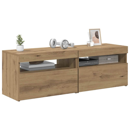 vidaXL 2 Piece TV Cabinet Set with LED Lights Artisan Oak Engineered Wood