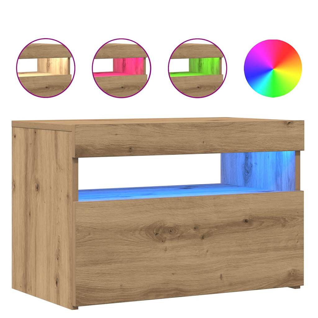vidaXL 2 Piece TV Cabinet Set with LED Lights Artisan Oak Engineered Wood