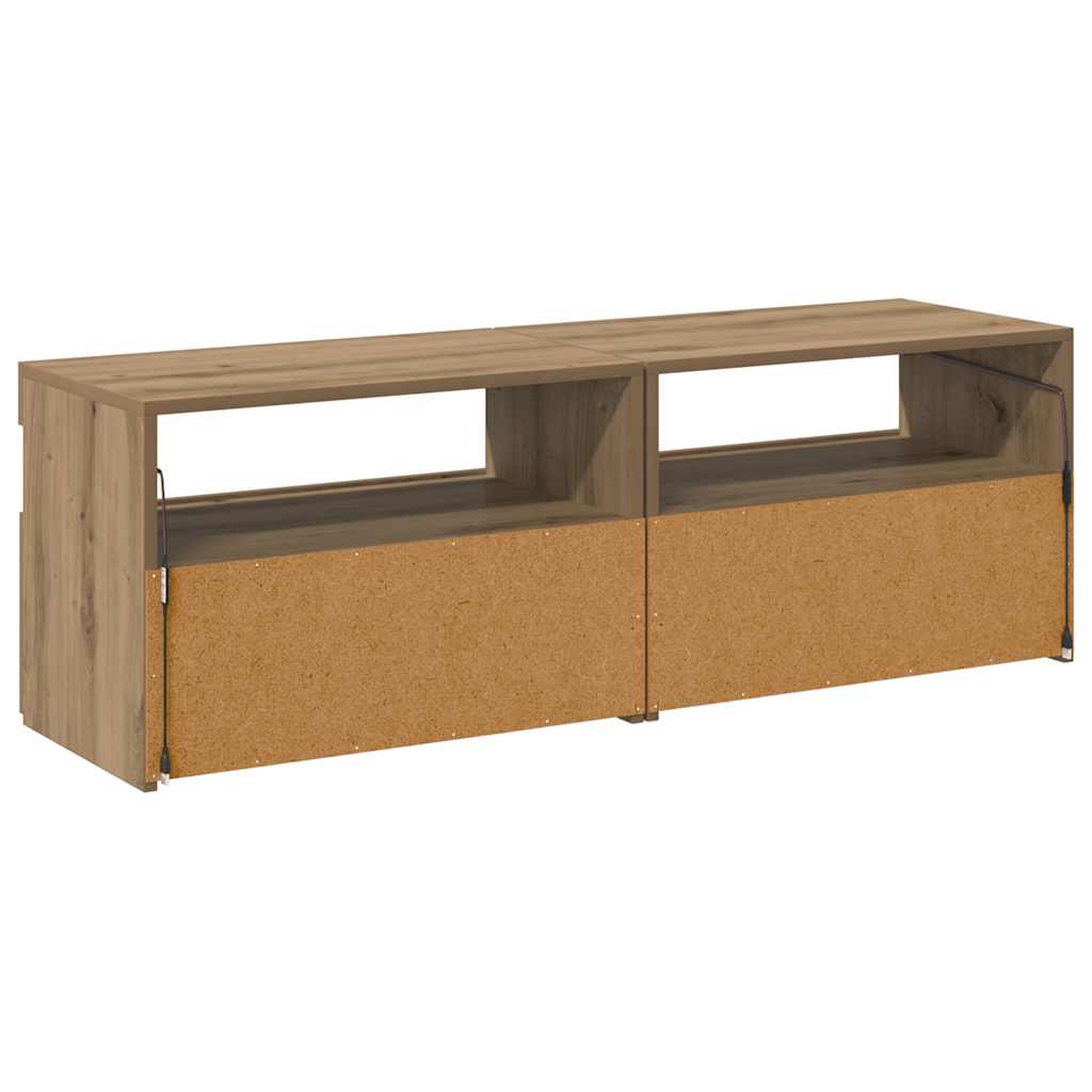vidaXL 2 Piece TV Cabinet Set with LED Lights Artisan Oak Engineered Wood