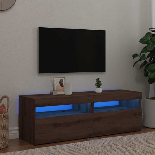 vidaXL 2 Piece TV Cabinet Set with LED Lights Artisan Oak Engineered Wood