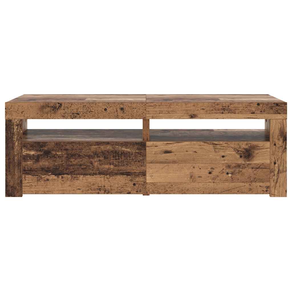 vidaXL TV Cabinet with LED Lights Old Wood 120x35x40 cm Engineered Wood