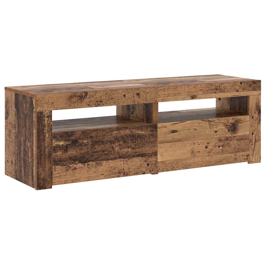 vidaXL TV Cabinet with LED Lights Old Wood 120x35x40 cm Engineered Wood