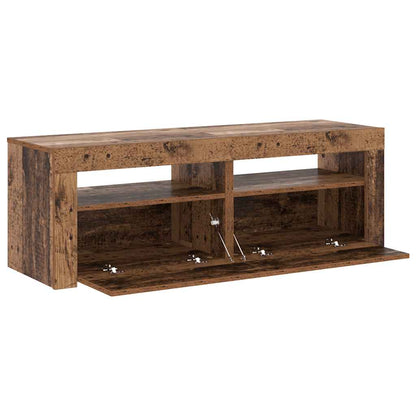 vidaXL TV Cabinet with LED Lights Old Wood 120x35x40 cm Engineered Wood