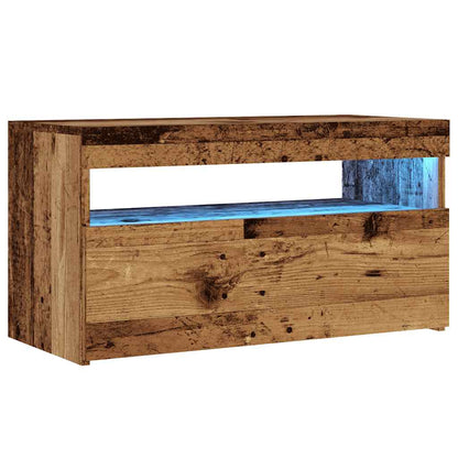 vidaXL TV Cabinet with LED Lights Old Wood 75x35x40 cm Engineered Wood
