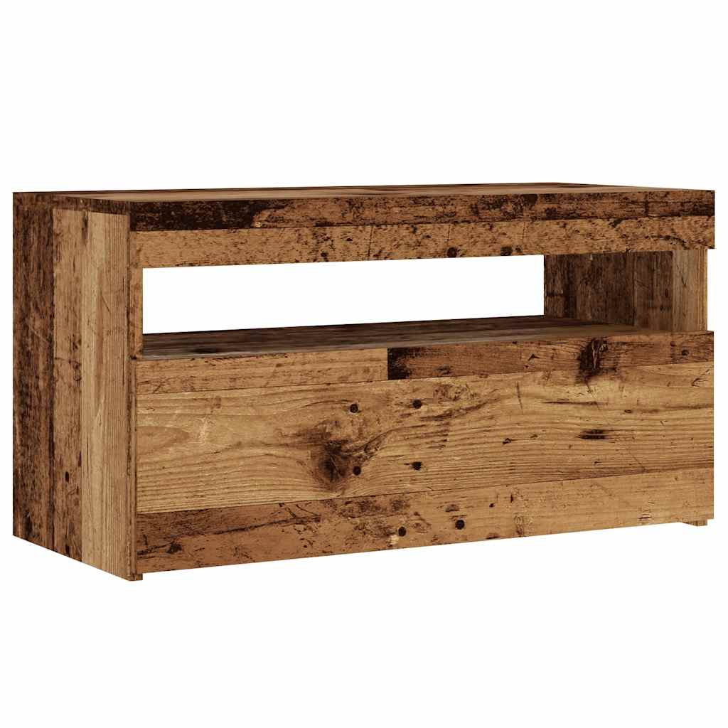 vidaXL TV Cabinet with LED Lights Old Wood 75x35x40 cm Engineered Wood