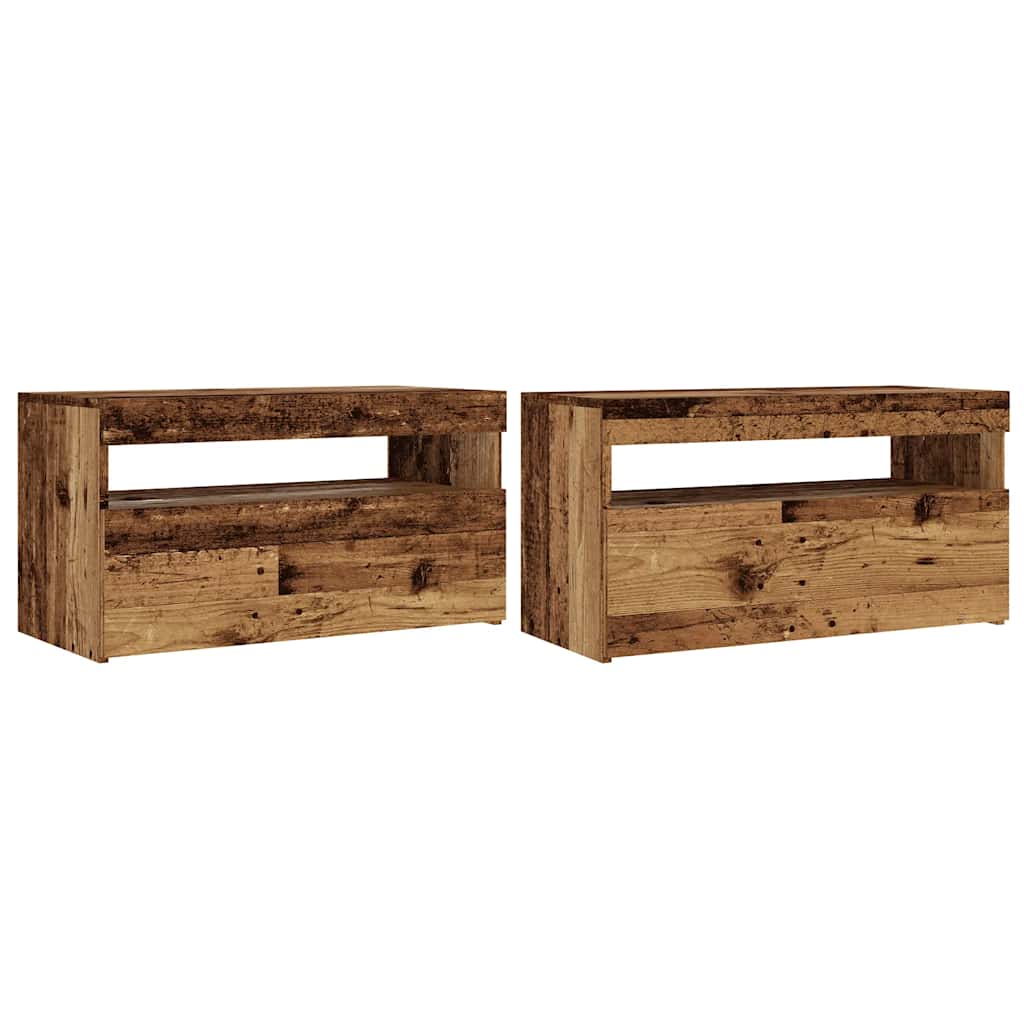 vidaXL 2 Piece TV Cabinet Set with LED Lights Old Wood Engineered Wood