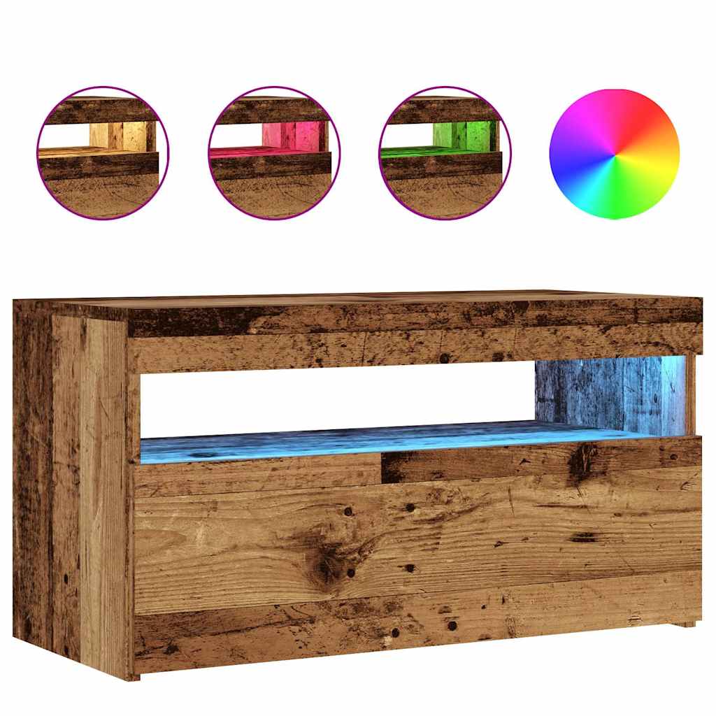 vidaXL 2 Piece TV Cabinet Set with LED Lights Old Wood Engineered Wood